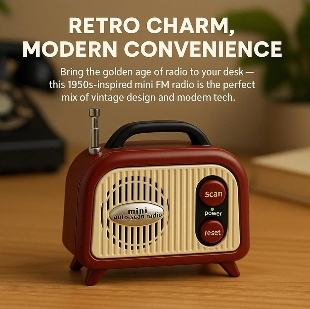 NWT Portable Mini Retro Radio - Picture 1 of 8